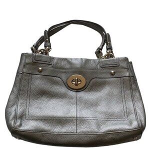 Vintage Coach Penelope Carryall Silver Pebbled Leather Tote Satchel Bag F16531